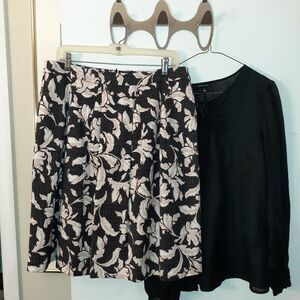 Yera skirt black white beige tan high quality fabric 44 14 career office church